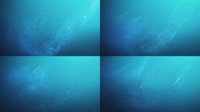 具有浅景深的美丽粒子-可循环，蓝色版本-抽象背景动画，水，水下，波浪
