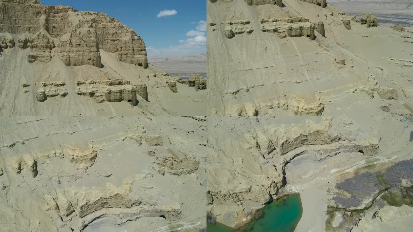 4K西藏阿里札达县的扎达水库心形湖泊航拍