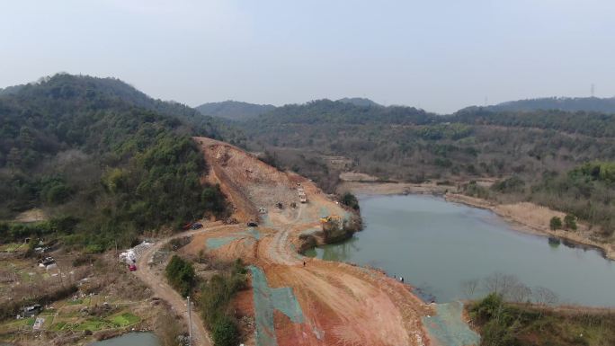 航拍城市建设路桥建设