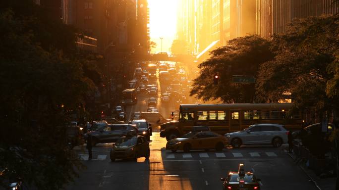 曼哈顿中城日落街景