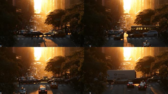 曼哈顿中城日落街景