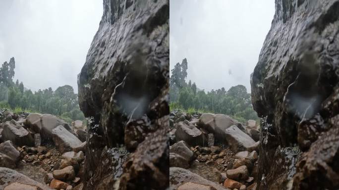 雨中的岩石