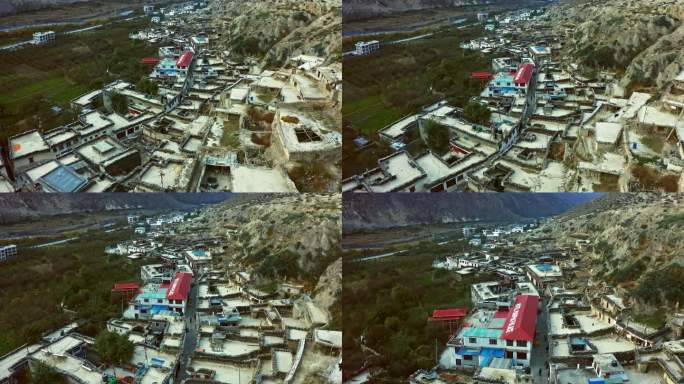 尼泊尔马尔法土石方房屋鸟瞰图