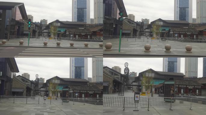 成都锦江区太古里步行街上无人空镜头