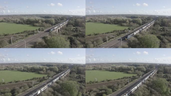 英国中部晴天的铁路高架桥