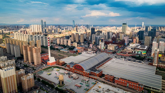 辽宁沈阳浑河城市风景航拍