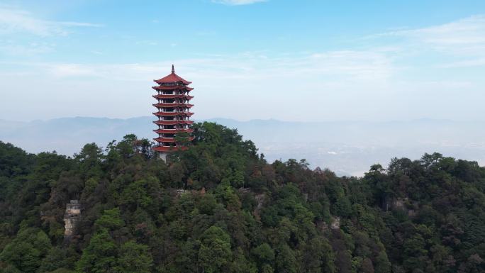 重庆北碚缙云山脉观景台自然风光航拍