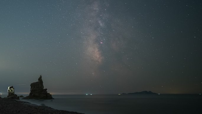 海上银河升起落下延时