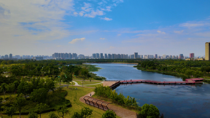 低碳环保绿色城市湿地