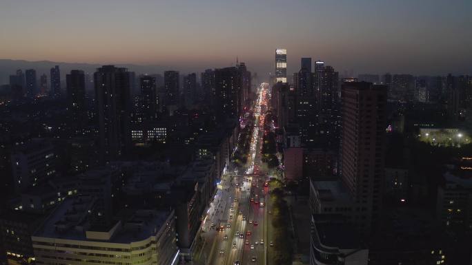 小西湖夜景车流航拍