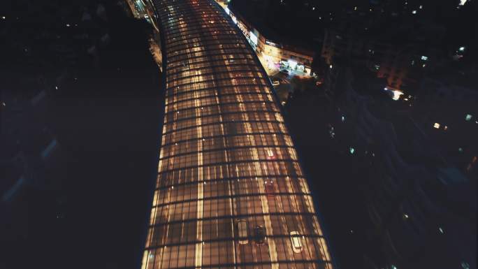 航拍广州新洛溪大桥夜景特写镜头