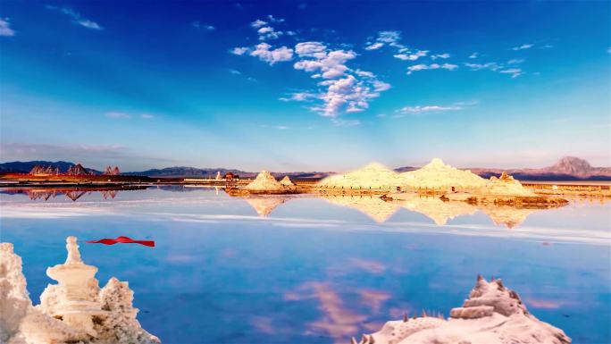 4K青海茶卡湖唯美盐雕与色彩奇观