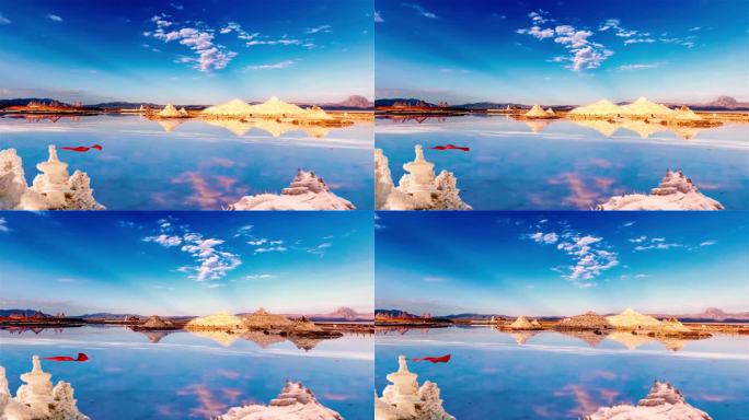 4K青海茶卡湖唯美盐雕与色彩奇观