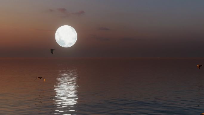 超清海面明月