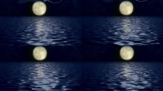 4K 中秋月亮海上升明月