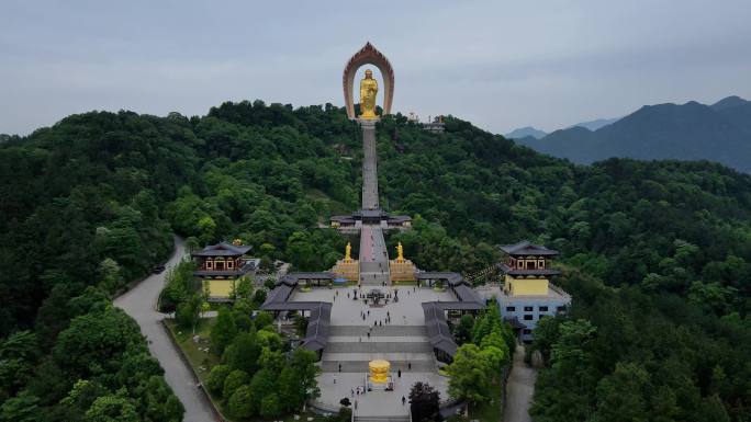 江西九江东林寺寺院大佛航拍