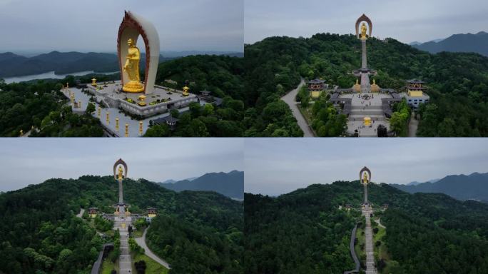 江西九江东林寺寺院大佛航拍