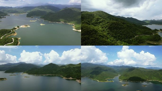海南吊罗山国家森林公园小妹湖水库风景航拍