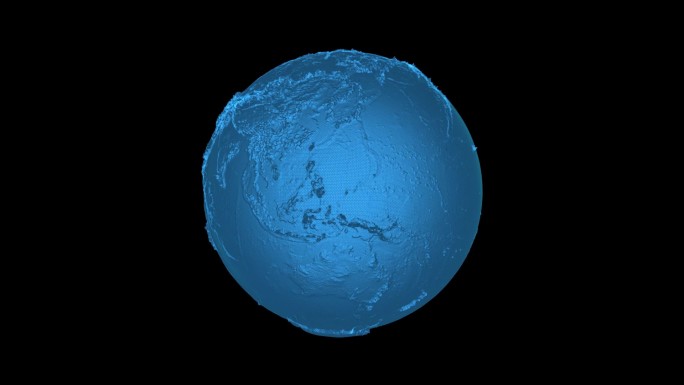 蓝色全息三维地球地质表面素材动画带通道
