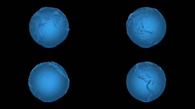 蓝色全息三维地球地质表面素材动画带通道