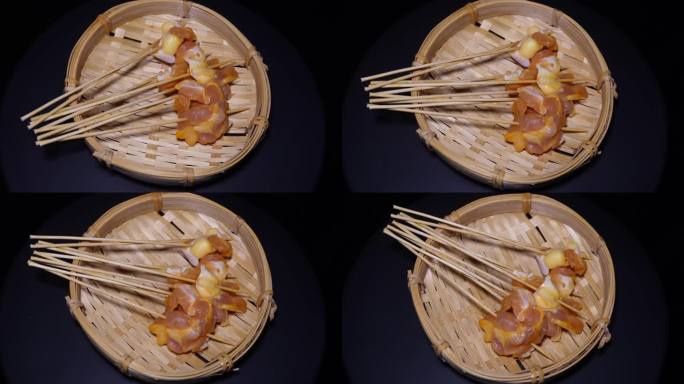奥尔良鸡肉串小串肉串钵钵鸡炸串烤串美食