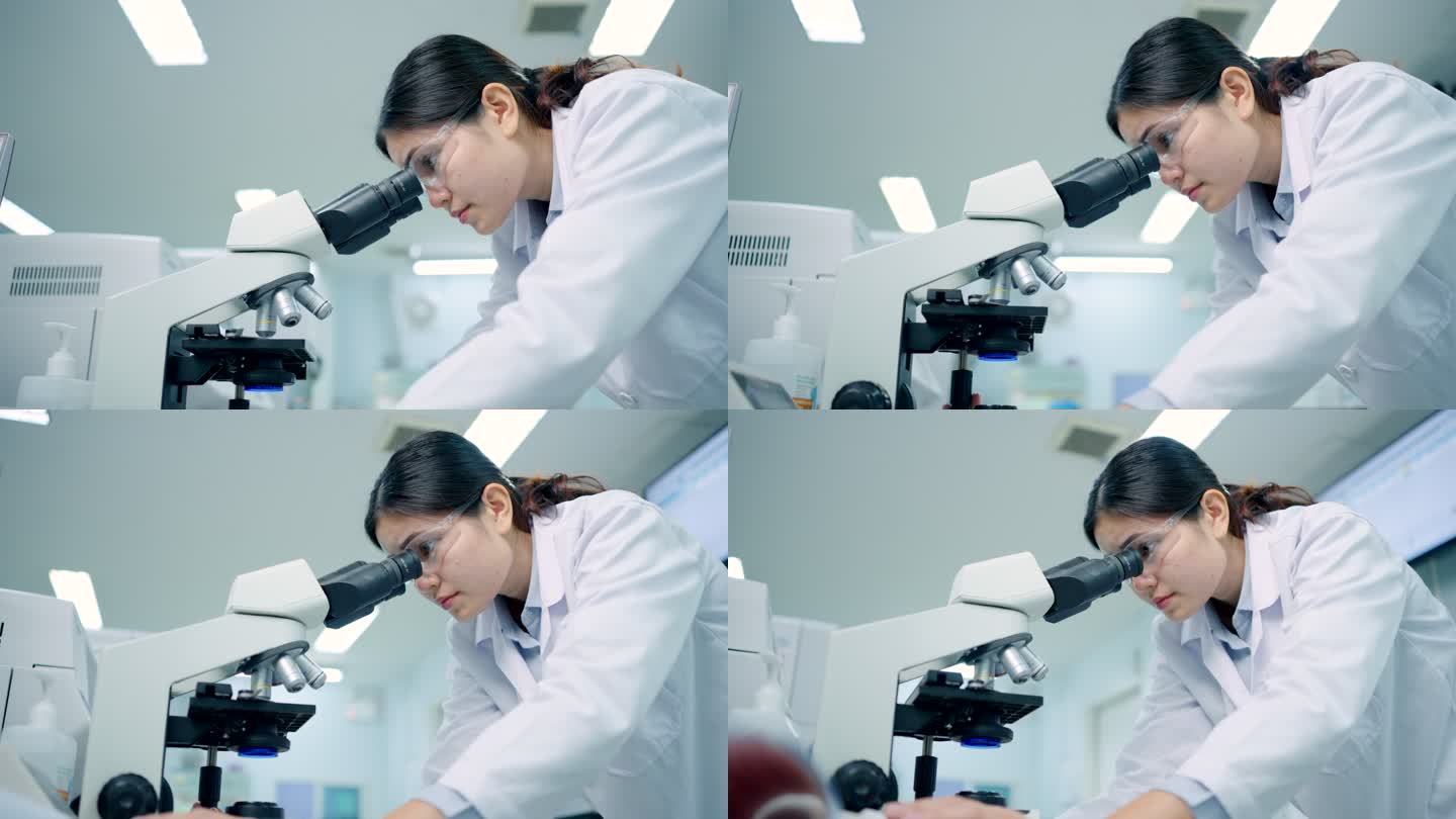 实验室技术人员，亚洲医疗技术人员在私人实验室工作。