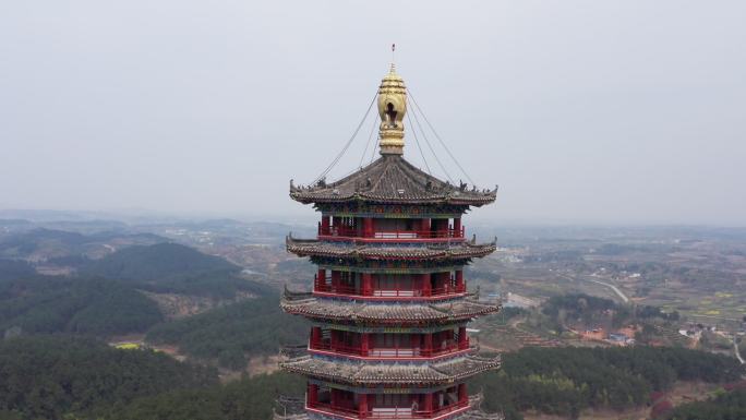 航拍信阳光山净居寺塔