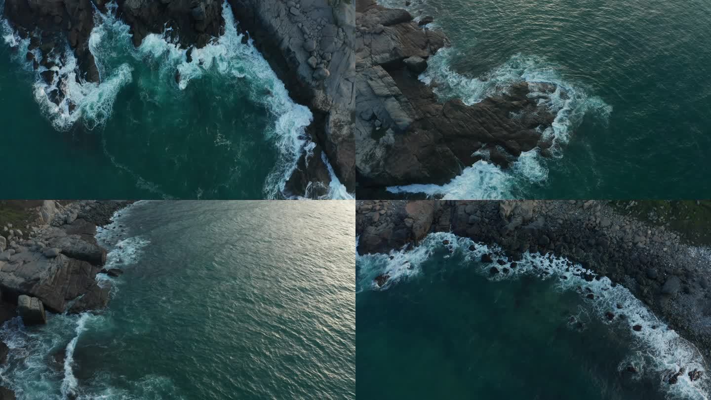 海浪冲击岩石 航拍4k福建平潭岛