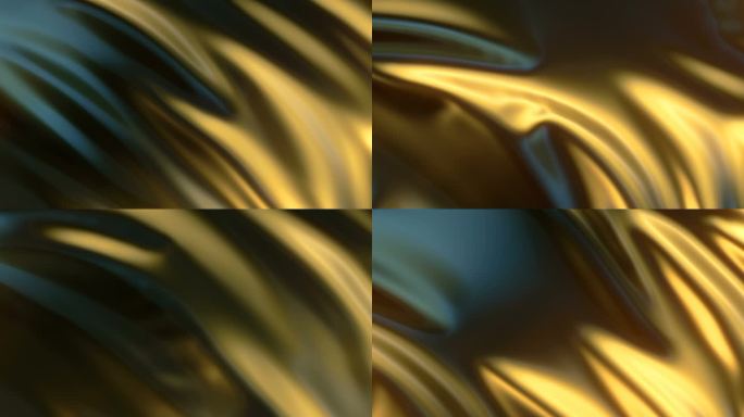 闪亮的金色波浪布美丽背景的豪华特写镜头。3d渲染数字无缝循环动画HD