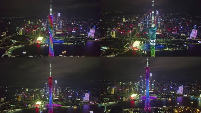 航拍广州塔及中轴线夜景（环绕）