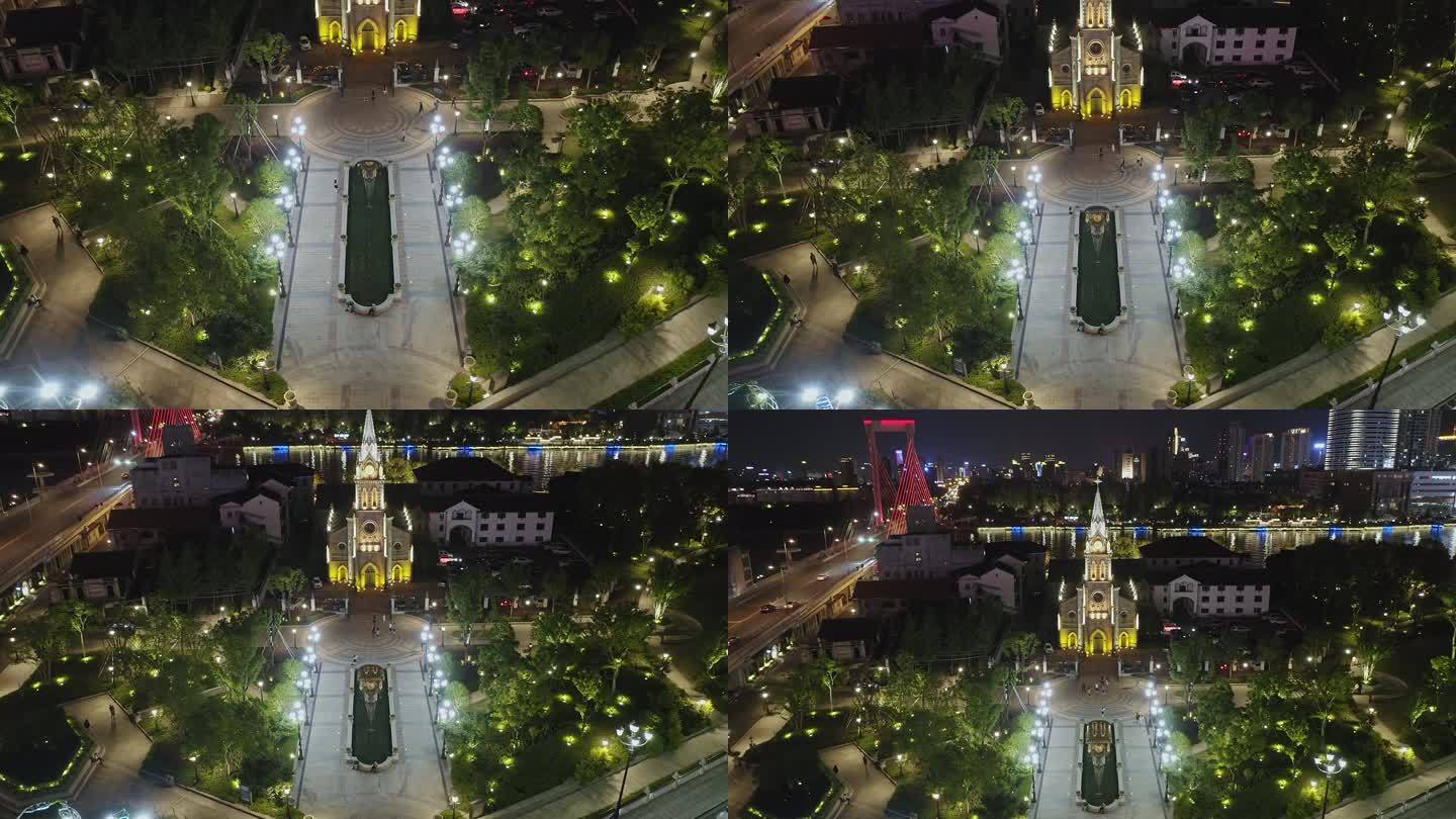 宁波三江口江北天主教堂夜景