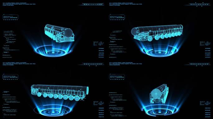 蓝色全息线框科技东风41洲际导弹带通道