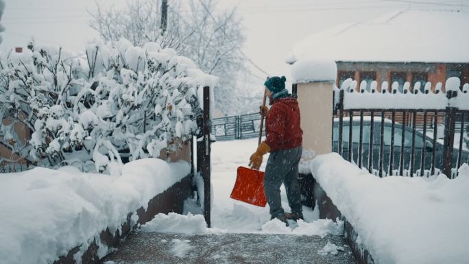 扫雪日除雪大雪清扫