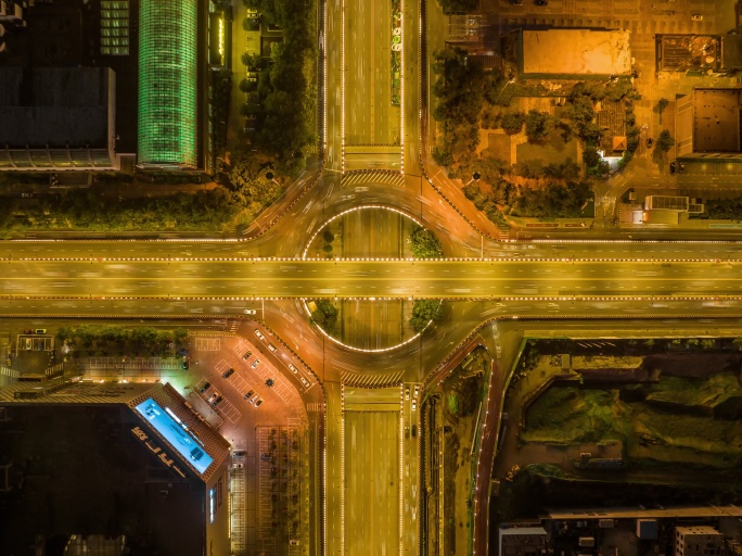 沈阳城市文化路立交桥交通夜景航拍俯拍延时