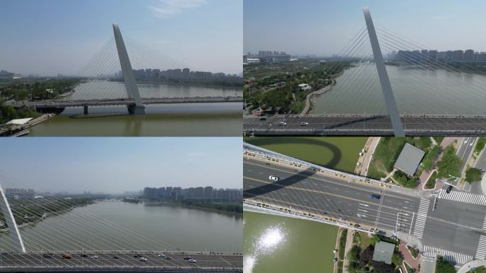 西安浐灞彩虹桥灞河生态区航拍