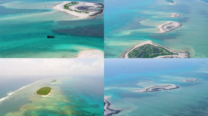 航拍中国南海西沙群岛七连屿海岛岛礁合集