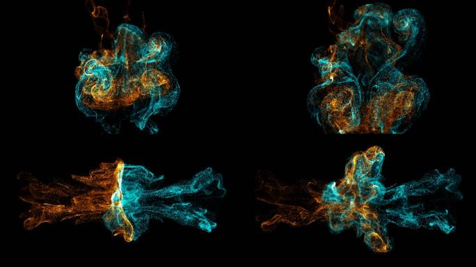 梦幻冰与火相撞水火交融慢动作流体粒子特效