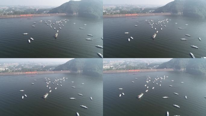 河南信阳南湾湖开渔节百舸争流丰收节航拍