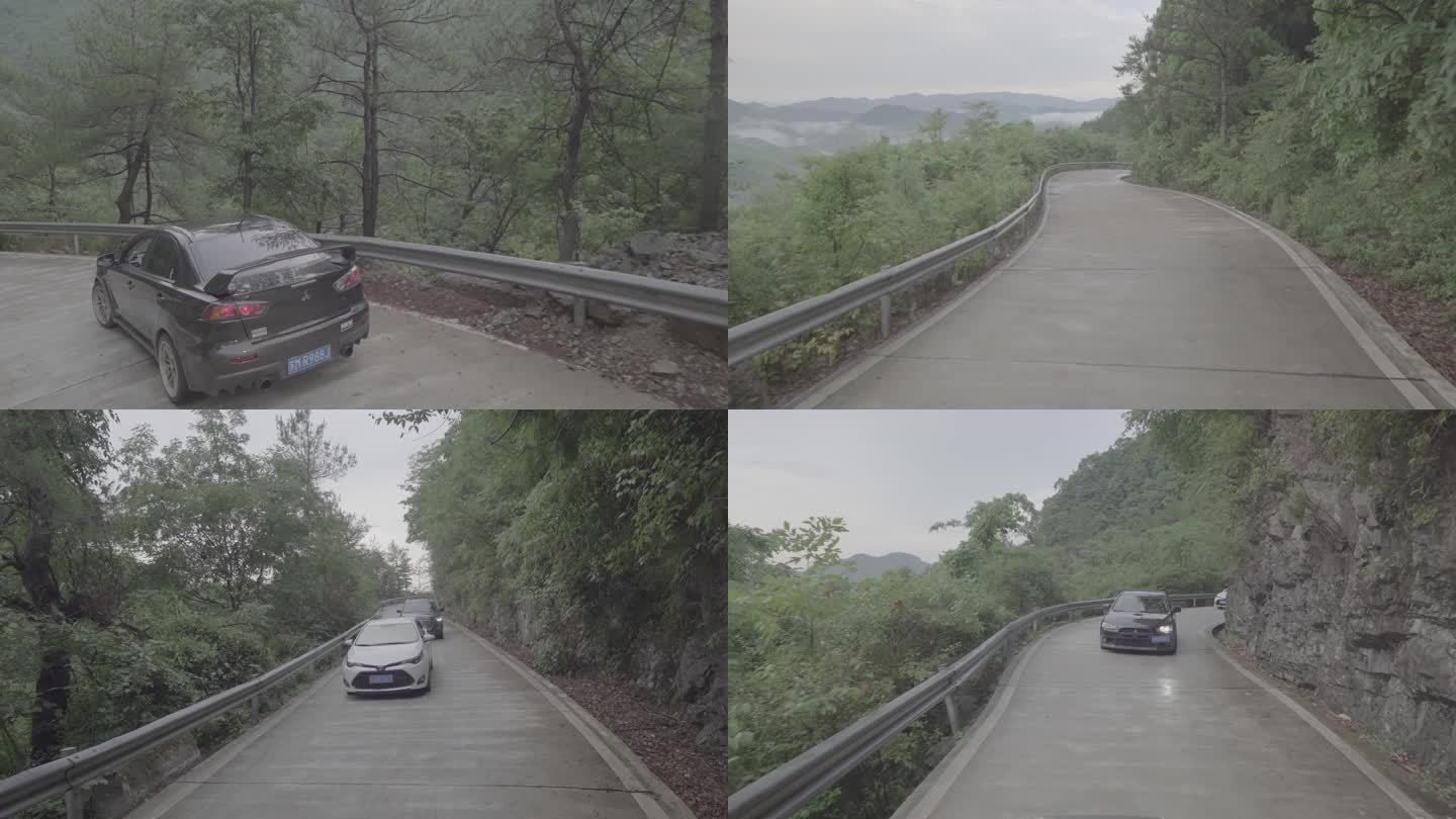 车队行驶在山间路上 美丽山景 4K素材