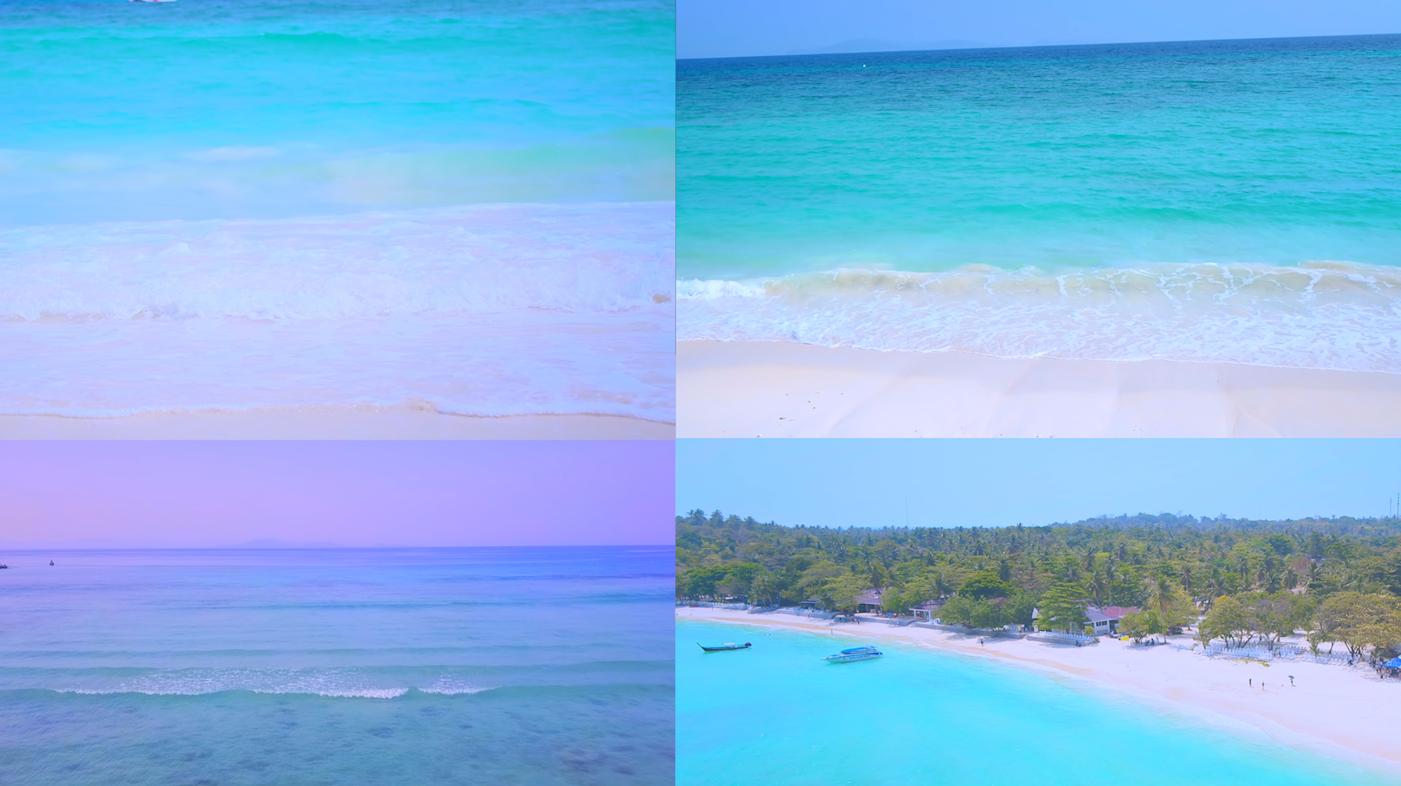 阳光夏日沙滩 蓝天海浪4K航拍