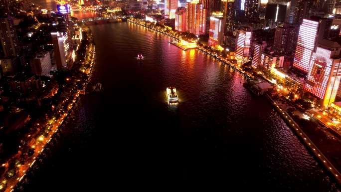 珠江夜景延时航拍