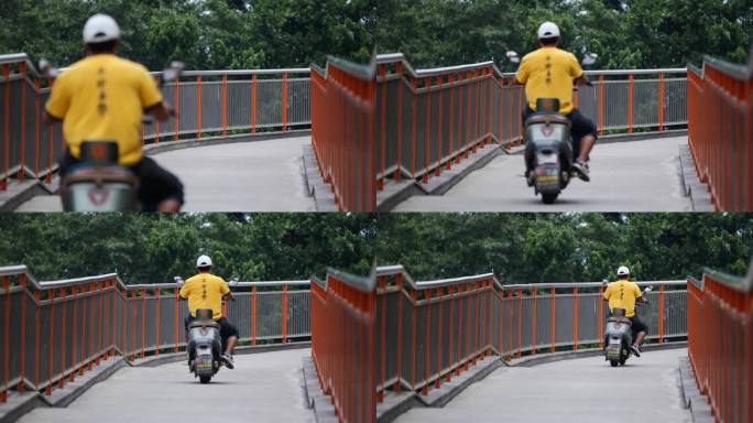 疫情下的成都26-骑电动车过天桥的男人