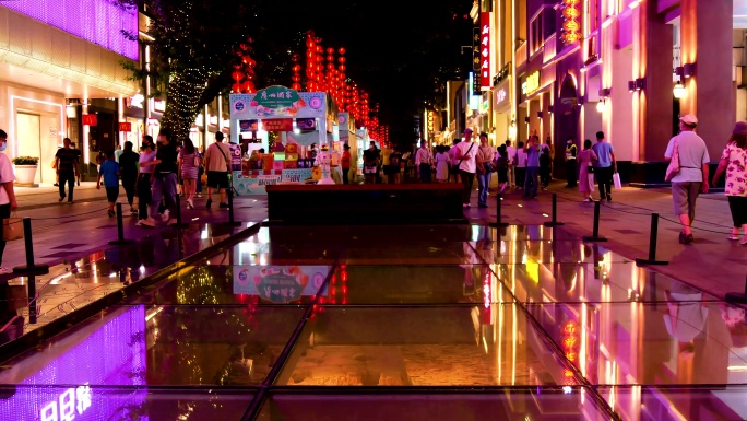 广州北京路延时夜景广州北京路人流延时