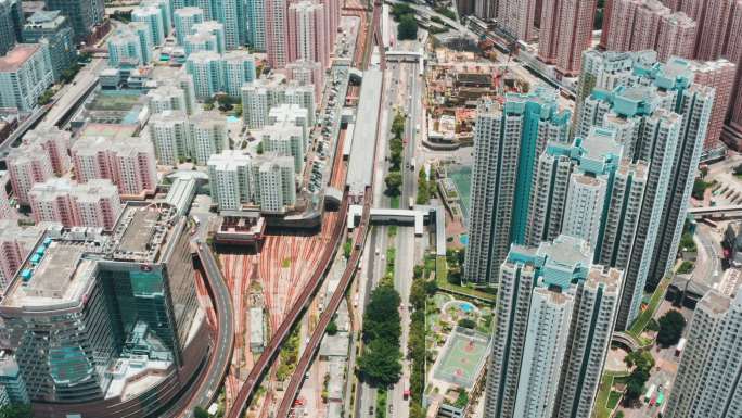 香港九龙湾区无人机视图