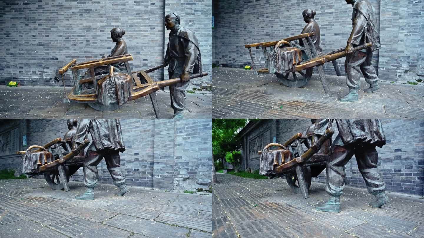 推车独轮车雕塑