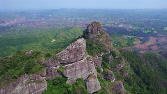 航拍广东河源龙川霍山风景区船头石等景点