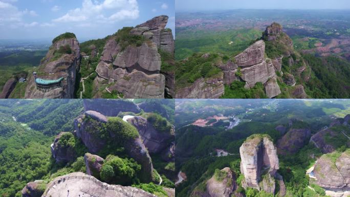 航拍广东河源龙川霍山风景区船头石等景点