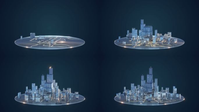 可商用原创全息智慧城市大楼4k平台展示