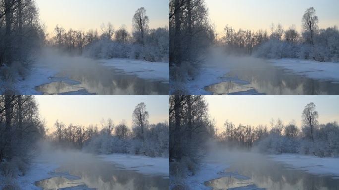 雪原冰河雾气迷漫