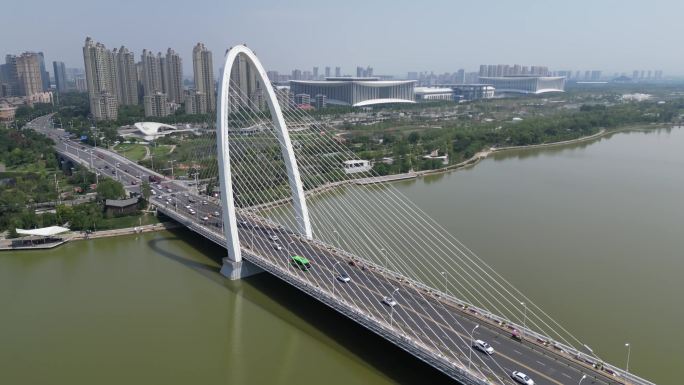 西安浐灞彩虹桥灞河生态区航拍2
